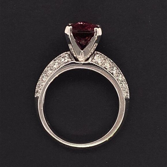 Diamond Tourmaline Rubellite Ring 6.75 14k Gold 4.10 TCW Certified $4,600 911206 - Picture 6 of 17